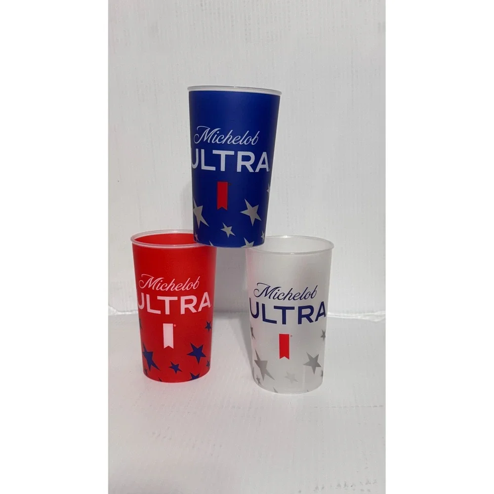 Michelob Ultra FIFA World Cup 26 Stadium Cups Set of 3 Red White Blue USA Soccer